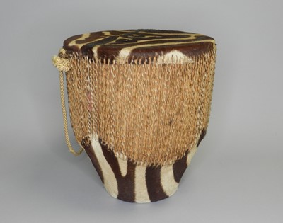 Lot 91 - An African plains zebra skin drum