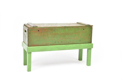 Lot 186 - Green painted market chest on associated stand