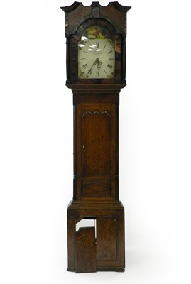 Lot 155 - A Welsh oak and mahogany painted dial longcase clock for restoration