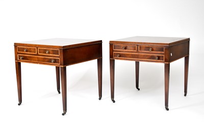 Lot 198 - A pair of American inlaid mahogany side tables