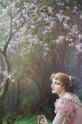 Lot 212 - Eva Hollyer (FL. 1889-1902), A Young Lady with a Panier Sitting on Steps