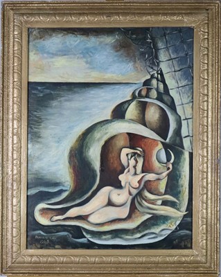 Lot 171 - Francis Cox (British 1916-1992) Lady Holding the Moon Inside a Shell