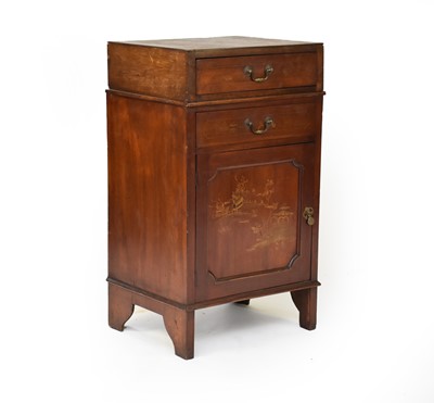 Lot 54 - A 20th century mahogany chinoiserie cabinet and a mahogany toilet mirror