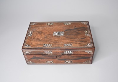 Lot 246 - A Victorian rosewood veneered, mother-of-pearl inlaid, writing slope  and a miniature chest (2)