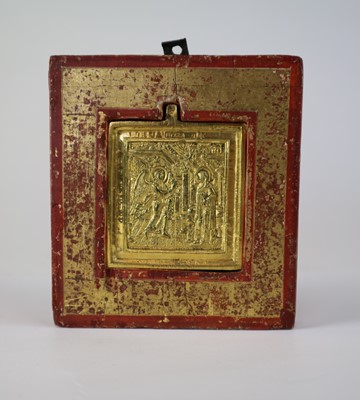 Lot 208 - A 19th century Russian, gold coloured metal, ‘portable’ icon