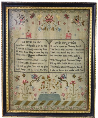 Lot 431 - A George III sampler, embroidered by ‘Sarah Kaye, 1779’