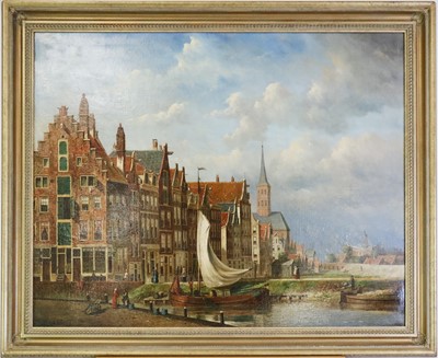 Lot 227 - D*R* de Jongh (Dutch School), A riverside port scene