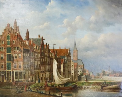 Lot 227 - D*R* de Jongh (Dutch School), A riverside port scene