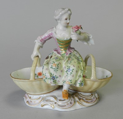 Lot 226 - A Meissen porcelain figural sweetmeat dish,...