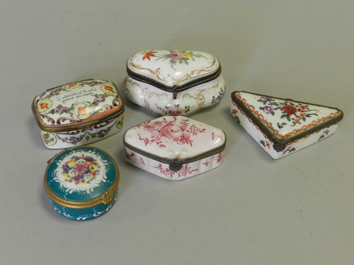 Lot 225 - Five French trinket boxes