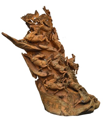 Lot 246 - A very large Chinese carved wood garden sculpture