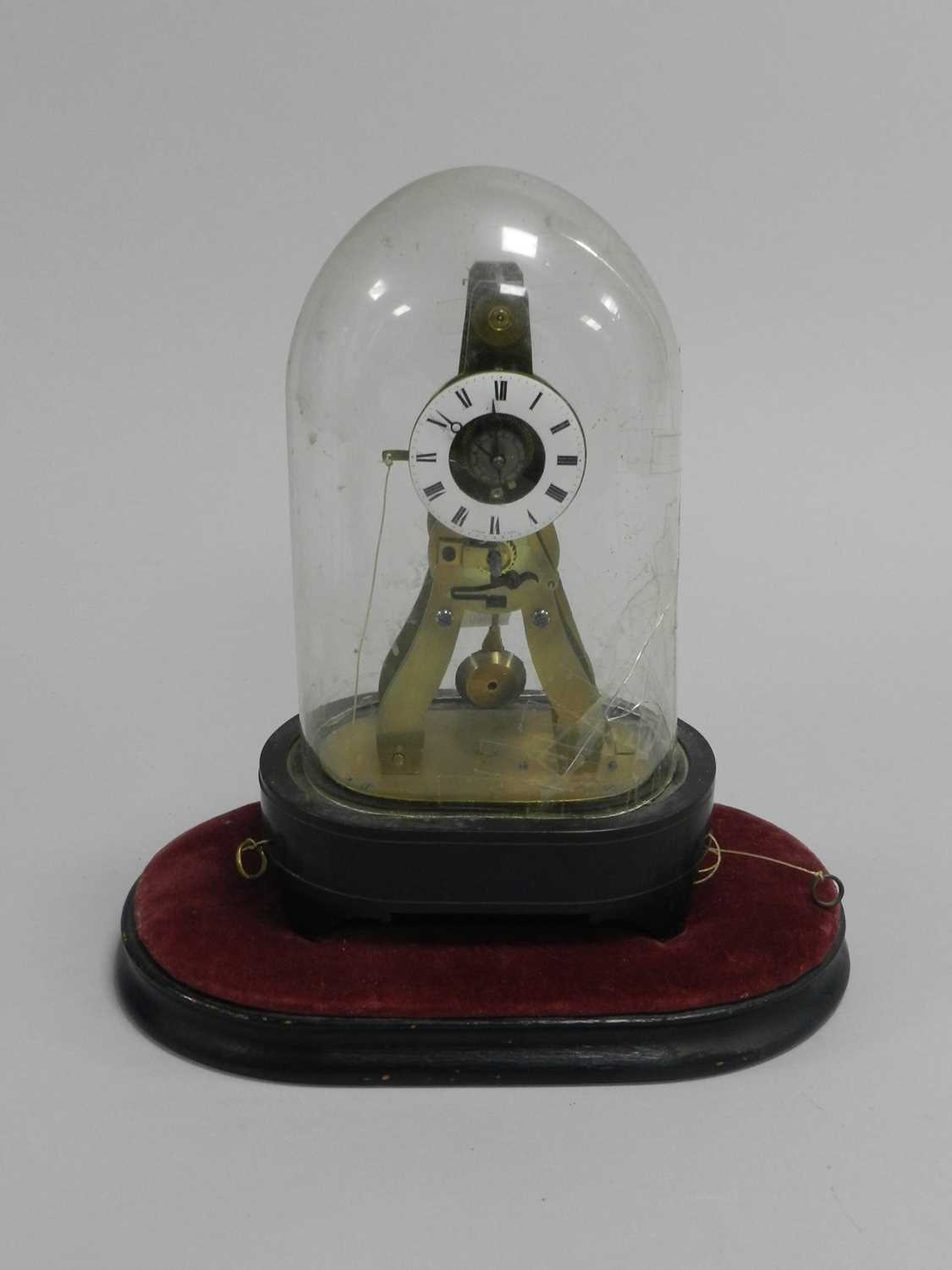 Lot 307 - A small French skeleton alarm clock