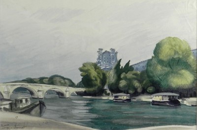 Lot 97 - Henri Vergé-Sarrat (French 1880-1966) Le Pont Royal, Paris