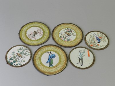 Lot 245 - A set of five mounted Chinese paintings on pith paper
