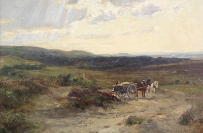 Lot 224 - Frederick William N Whitehead (British 1853-1938) Horse and Cart on the Moors