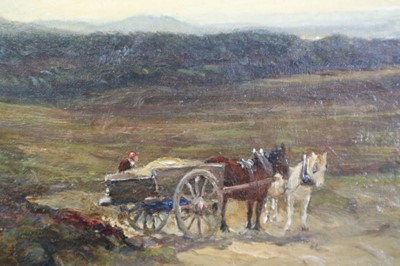 Lot 224 - Frederick William N Whitehead (British 1853-1938) Horse and Cart on the Moors