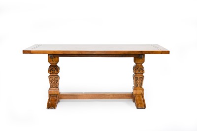 Lot 401 - A 17th century style joined oak refectory table