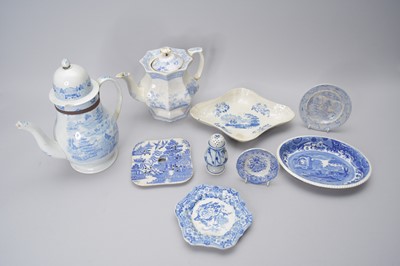 Lot 41 - A collection of Victorian blue and white pottery