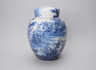 Lot 459 - A  Japanese Arita blue and white vase and covers