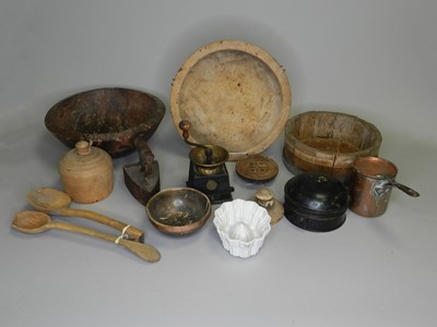 Lot 296 - A collection of kitchen memorabilia, including a Victorian coffee grinder by Kenrick and Sons