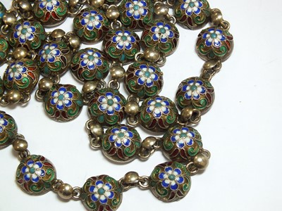 Lot 67 - A Russian silver and enamel chain necklace