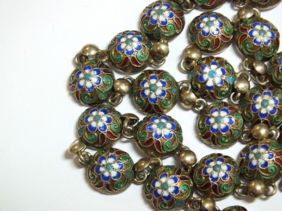 Lot 67 - A Russian silver and enamel chain necklace