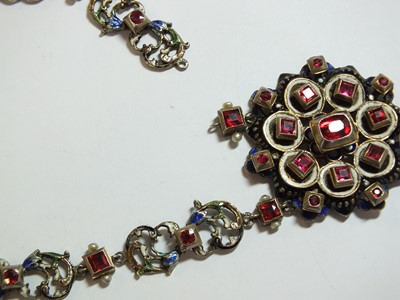 Lot 66 - An Austro-Hungarian Renaissance revival silver, enamel, pearl and stone set necklace