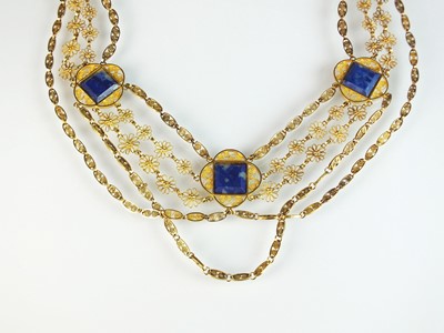 Lot 118 - A lapis lazuli filigree necklace