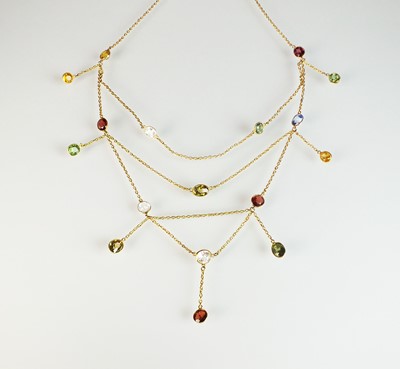 Lot 71 - A multi-gem set fringe necklace