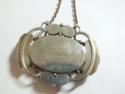 Lot 44 - A Georg Jensen nephrite and silver foliate pendant