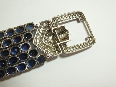 Lot 139 - An Art Deco diamond and sapphire bracelet