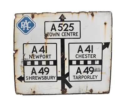 Lot 16 - A mid-20th century enamel road sign of Shropshire interest