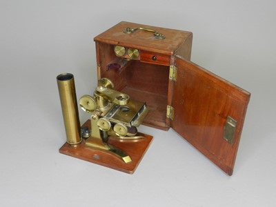 Lot 318 - A brass compound microscope by Salmon, third...