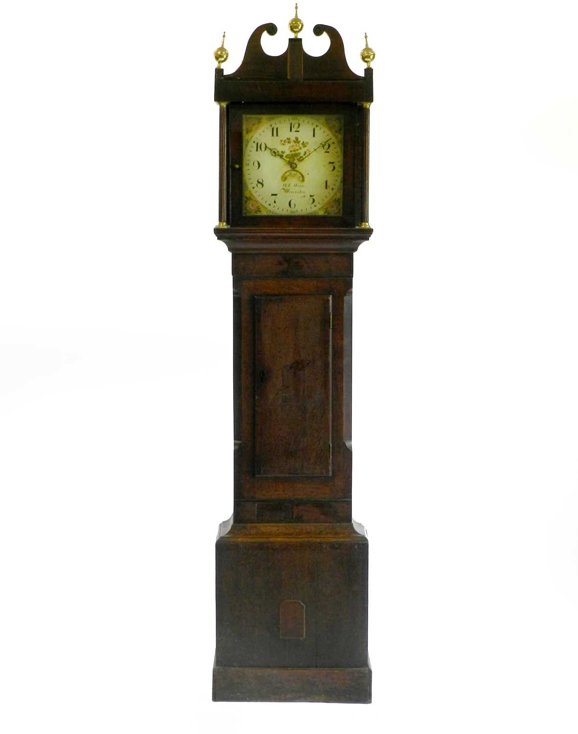 Lot 315 - A George III oak painted dial longcase clock