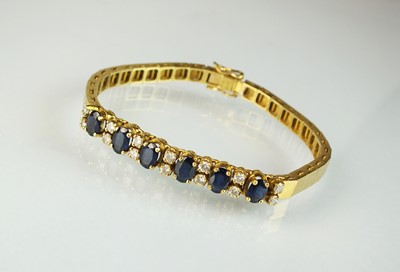 Lot 106 - A sapphire and diamond line bracelet
