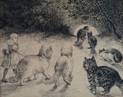Lot 233 - Louis Wain (British 1860-1939), illustration for Madame Tabby's Establishment