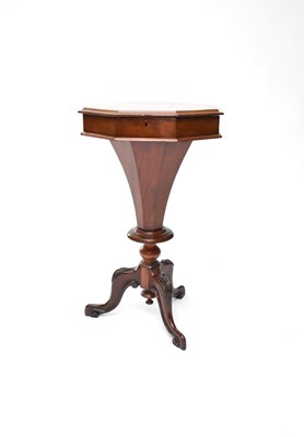 Lot 210 - A Victorian walnut octagonal form trumpet work table