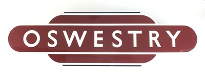 Lot 551 - A good reproduction, metal totem BR (W) for Oswestry Station, by Trackside
