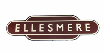 Lot 117 - A good reproduction metal totem BR (W) for Ellesmere railway station, by Trackside