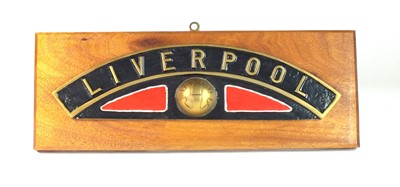 Lot 120 - A small reproduction cast metal nameplate, 'Liverpool' and another 'Clun Castle' (2)