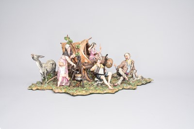 Lot 253 - A Capodimonte-style figure group of a gypsy camp