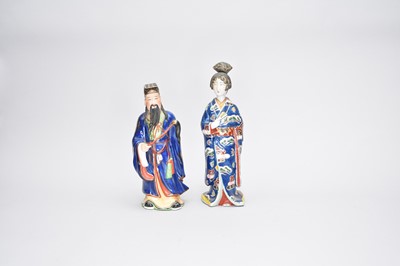 Lot 324 - A Japanese figure of a bijin and a Chinese figure of a deity