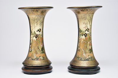 Lot 632 - A pair of Japanese Satsuma sleeve vases