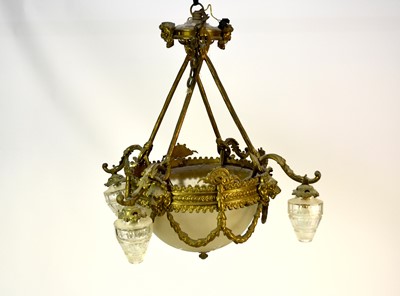 Lot 475 - An Empire style gilt metal and glass ceiling light