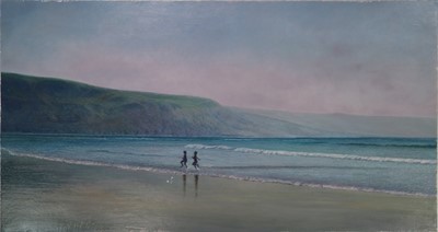 Lot 174 - Denby Sweeting (1936-2020) Children Running on the Beach, North Wales