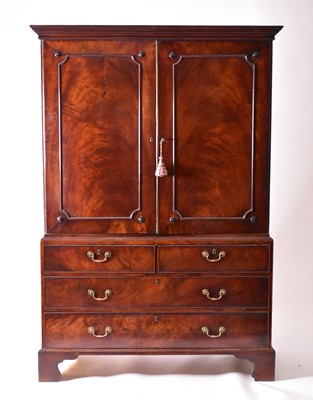 Lot 226 - A George III mahogany linen press, converted to a wardrobe