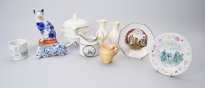 Lot 434 - Group of 19th century pottery including nursery plates
