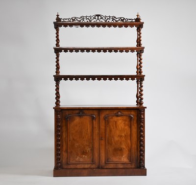 Lot 644 - A late Victorian walnut waterfall bookcase cabinet or chiffonier