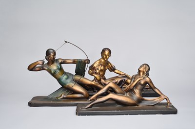 Lot 493 - Four various art deco plaster figures