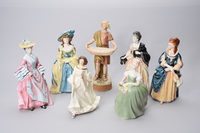Lot 37 - Four Royal Doulton 'Gainsborough Ladies' figures and three others